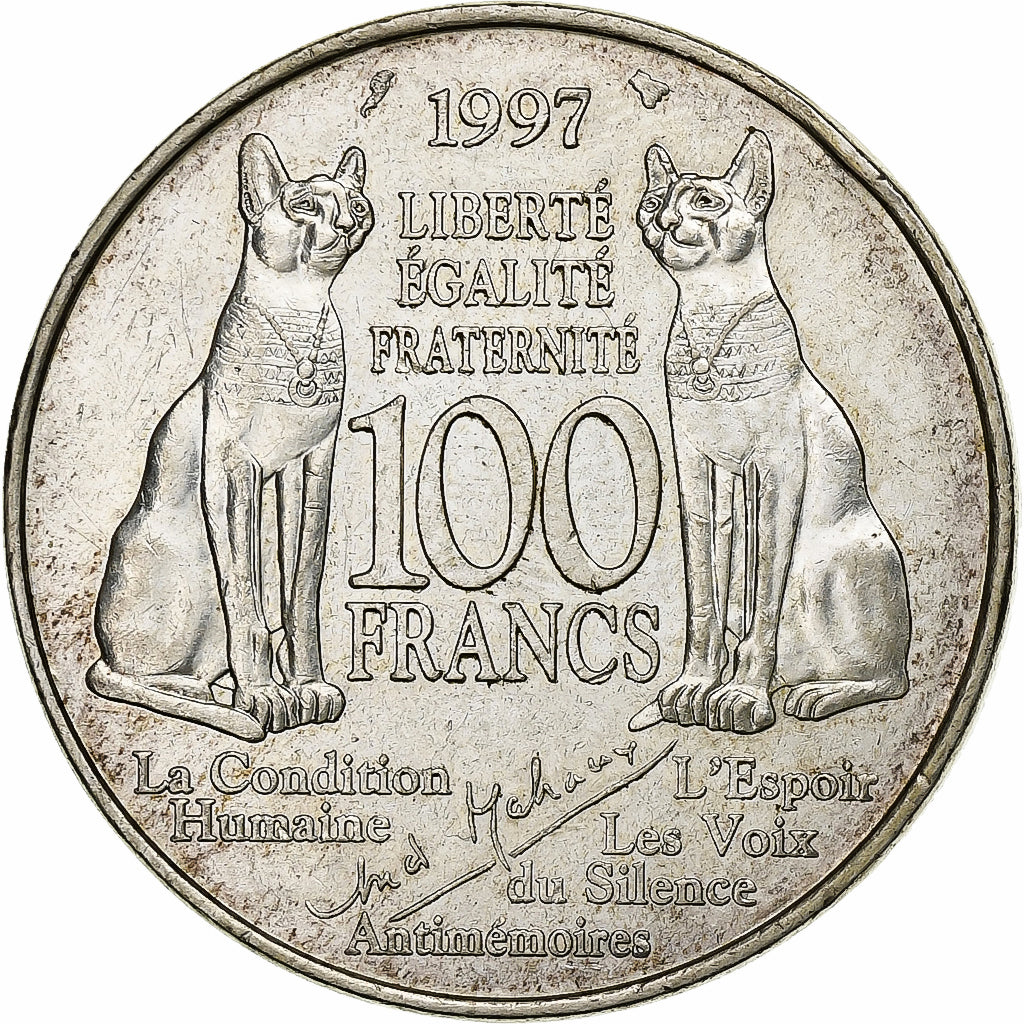Frankreich, 100 Francs, André Malraux, 1997, Silber, SS+, KM:1188