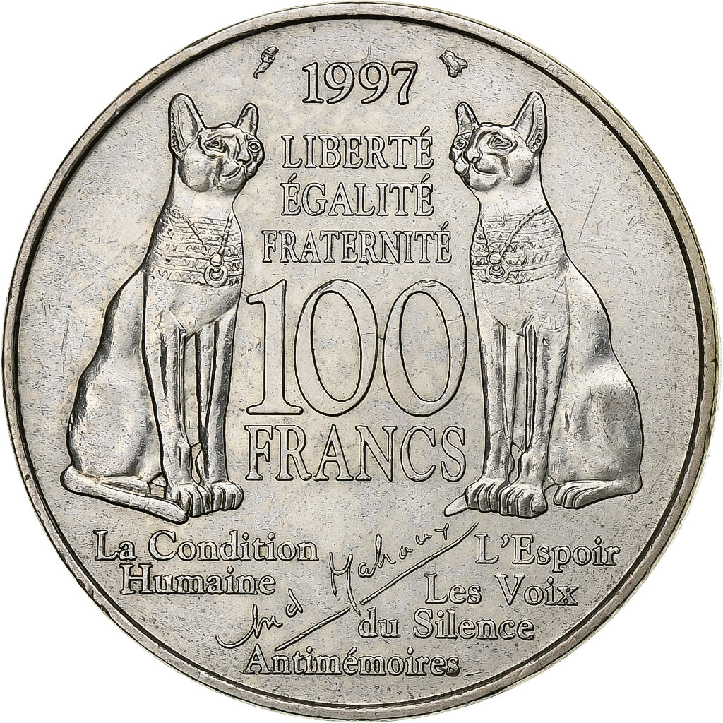 France, 100 Francs, André Malraux, 1997, Silver, AU(55-58), KM:1188
