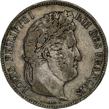 France, 5 Francs, Louis-Philippe, 1842, Bordeaux, Silver, VF(30-35)