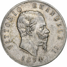 Italy, Vittorio Emanuele II, 5 Lire, 1874, Milan, Silver, EF(40-45), KM:8.3
