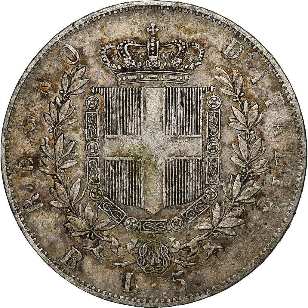 Italy, Vittorio Emanuele II, 5 Lire, 1877, Rome, Silver, VF(30-35), KM:8.4