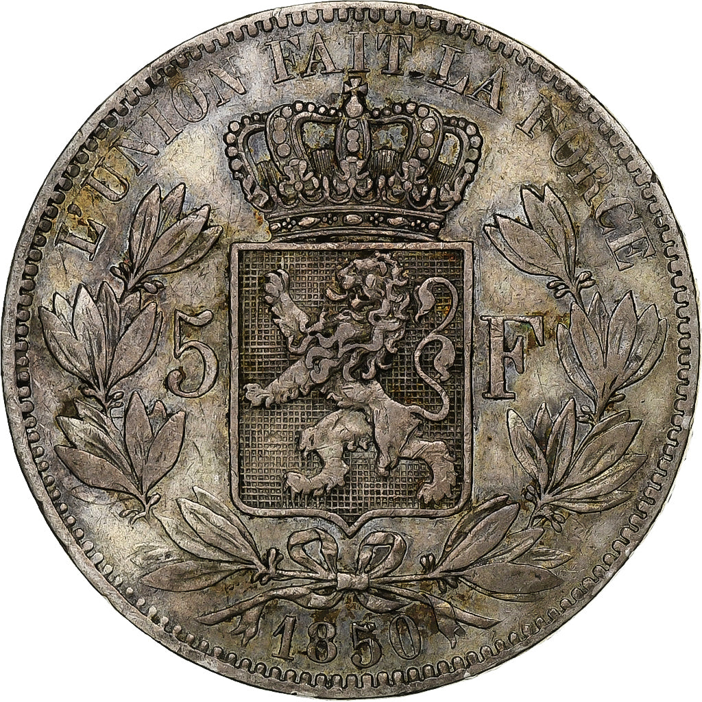 Belgium, Leopold I, 5 Francs, 5 Frank, 1850, Silver, EF(40-45), KM:17