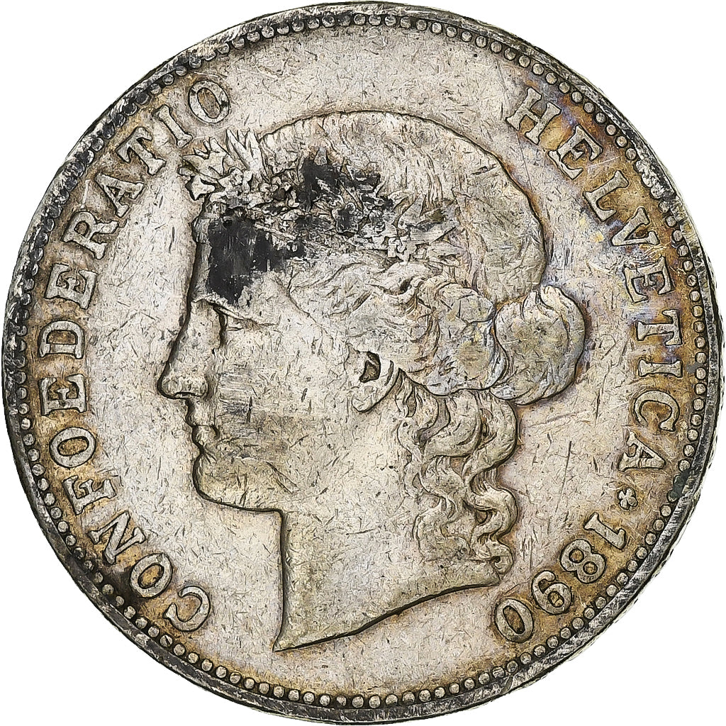 Switzerland, 5 Francs, 1890, Bern, Silver, VF(30-35), KM:34