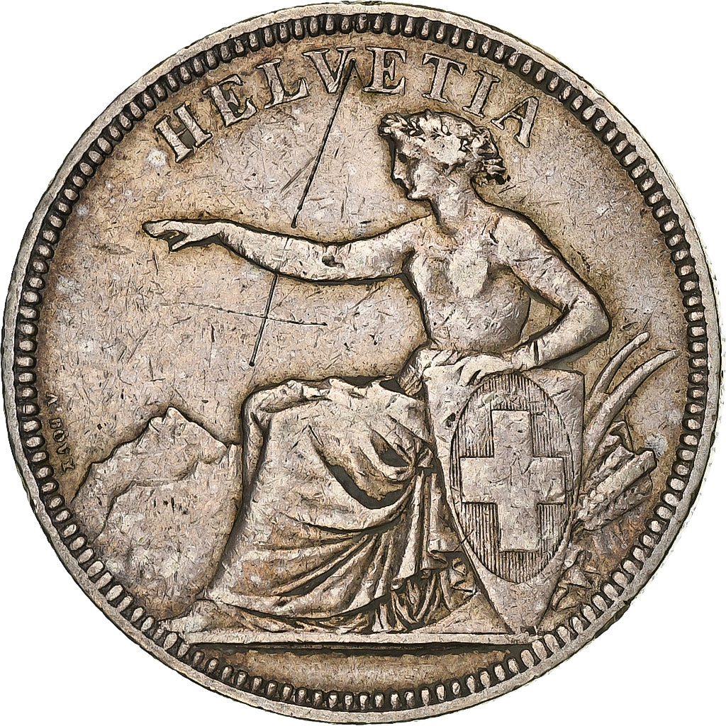 Switzerland, 5 Francs, 1874, Bruxelles, Silver, VF(30-35), KM:11