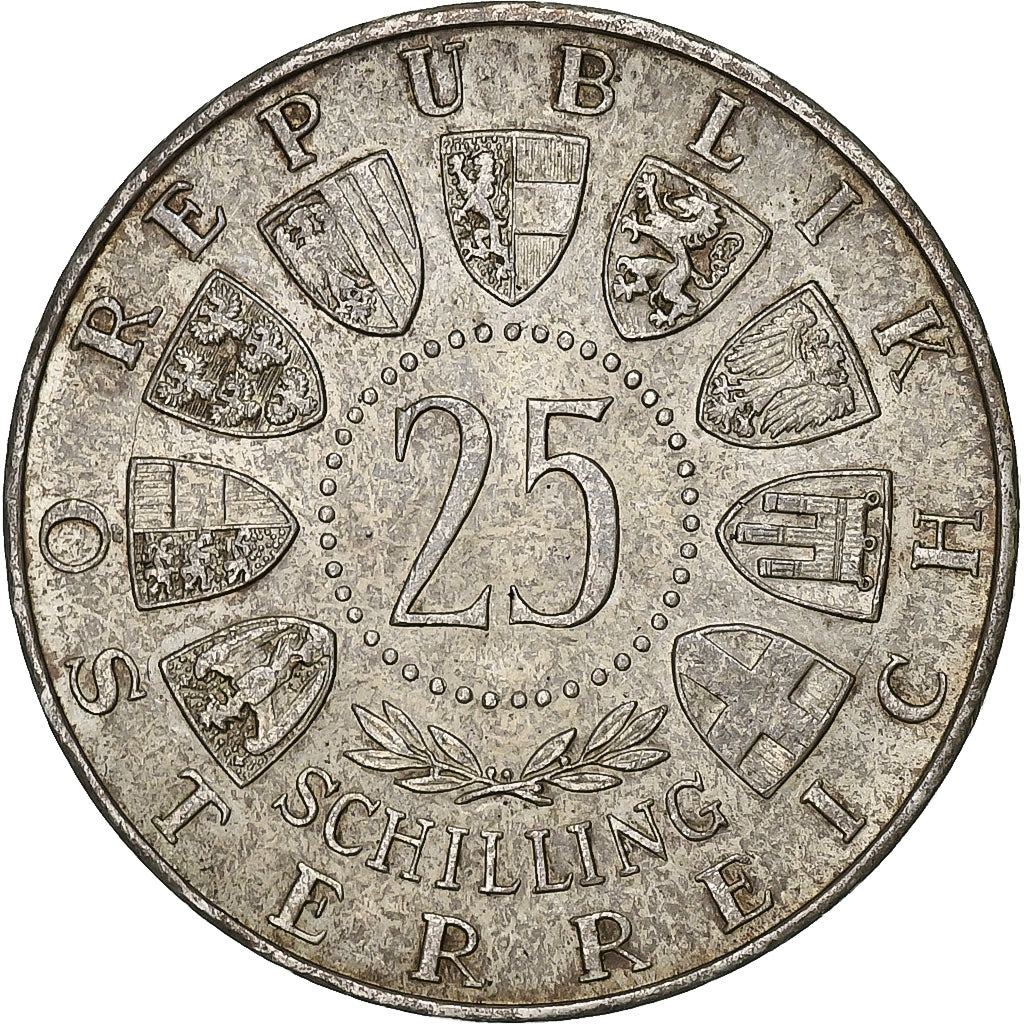 Áustria, 25 Schilling, 1956, Prata, AU(55-58), KM:2881