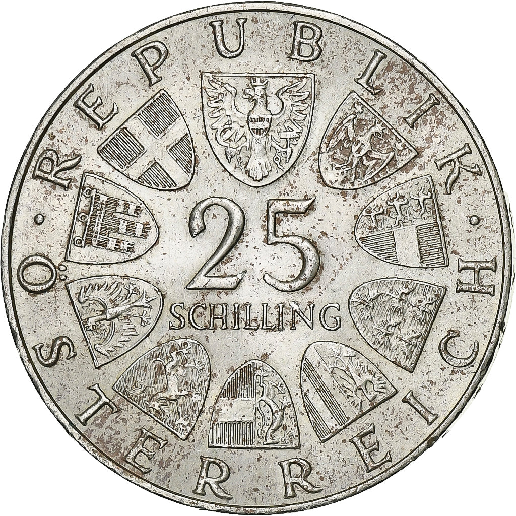 Áustria, 25 Schilling, 1969, Prata, MS(60-62), KM:2905