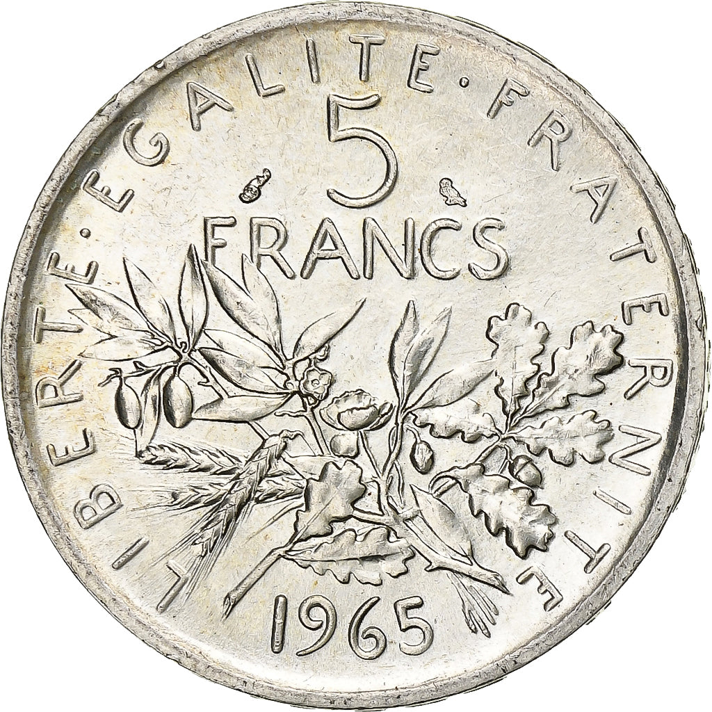 Frankrijk, 5 Francs, Semeuse, 1965, Zilver, UNC-, Gadoury:770, KM:926
