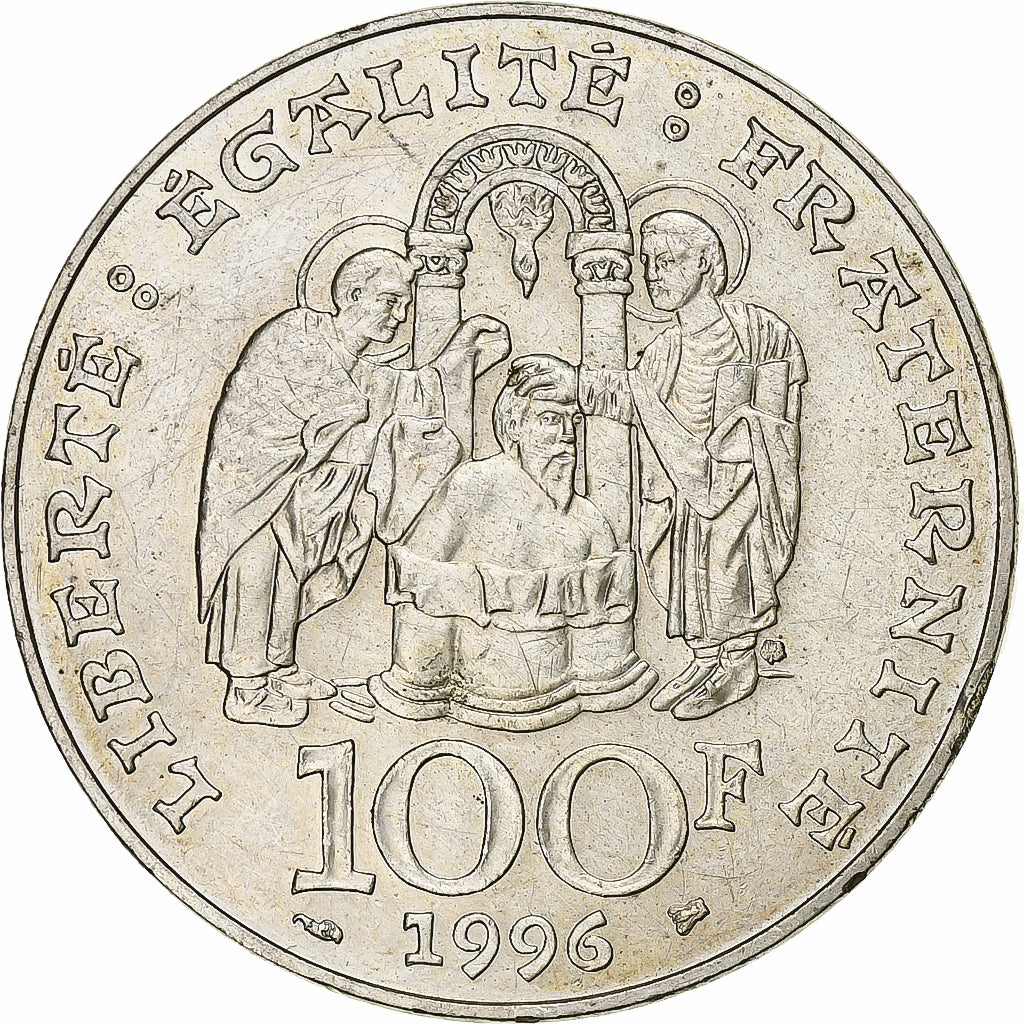 Francia, 100 Francs, Clovis, 1996, Argento, BB+, Gadoury:953, KM:1180
