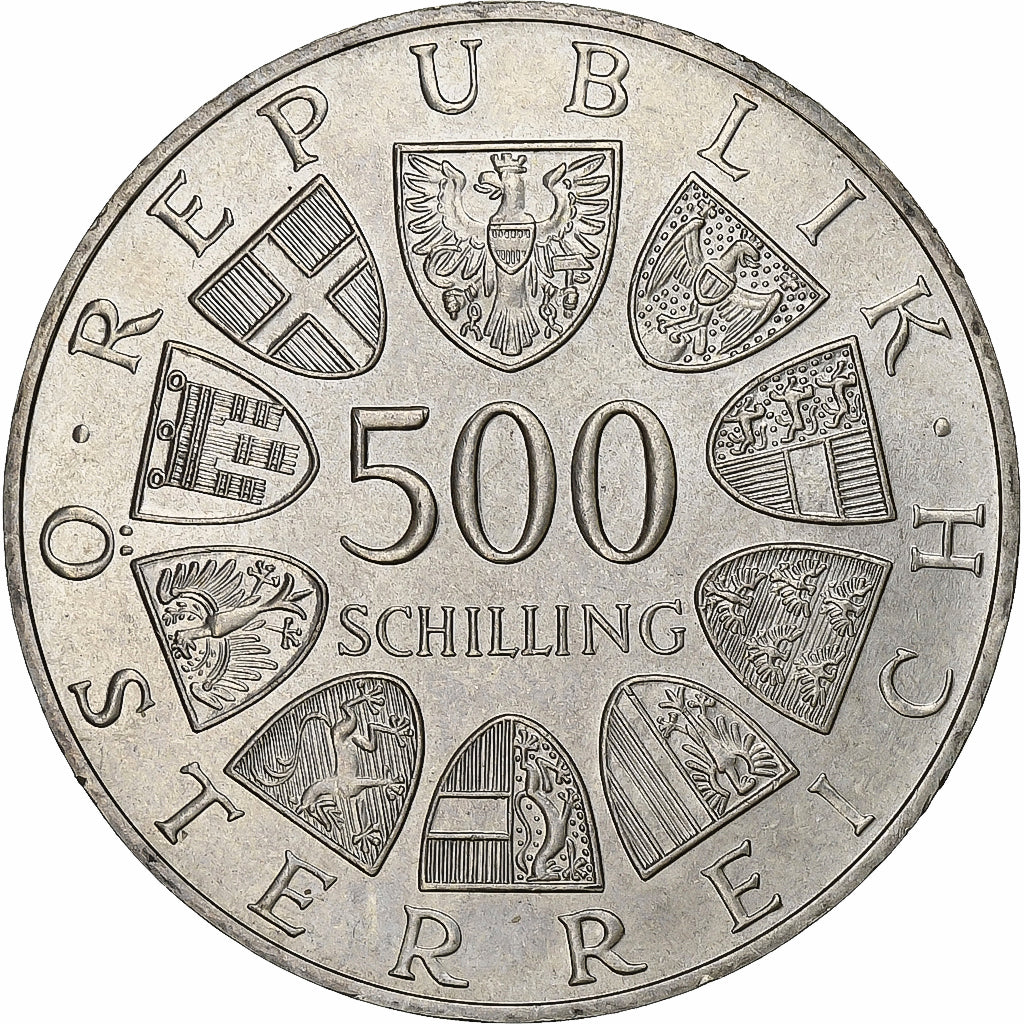 Áustria, 500 Schilling, 1987, Vienna, Prata, AU(55-58), KM:2981