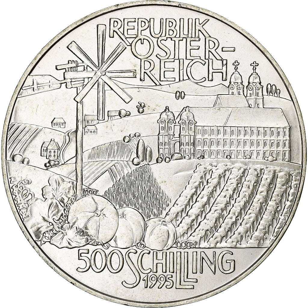Áustria, 500 Schilling, 1995, Vienna, Prata, MS(60-62), KM:3025
