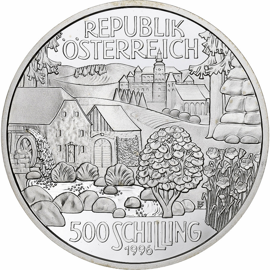 Áustria, 500 Schilling, 1996, Vienna, Proof, Prata, MS(65-70), KM:3035