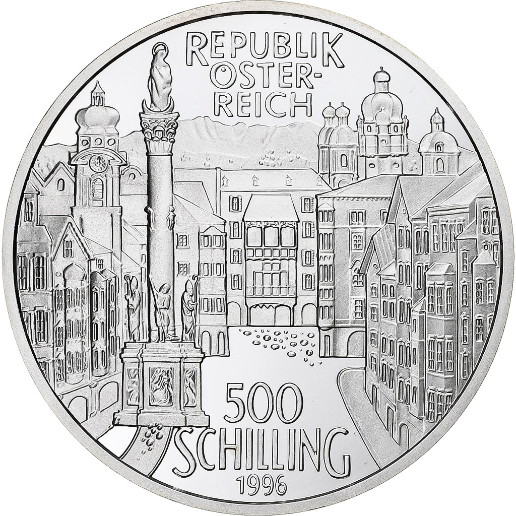 Áustria, 500 Schilling, 1996, Vienna, Proof, Prata, MS(65-70), KM:3039