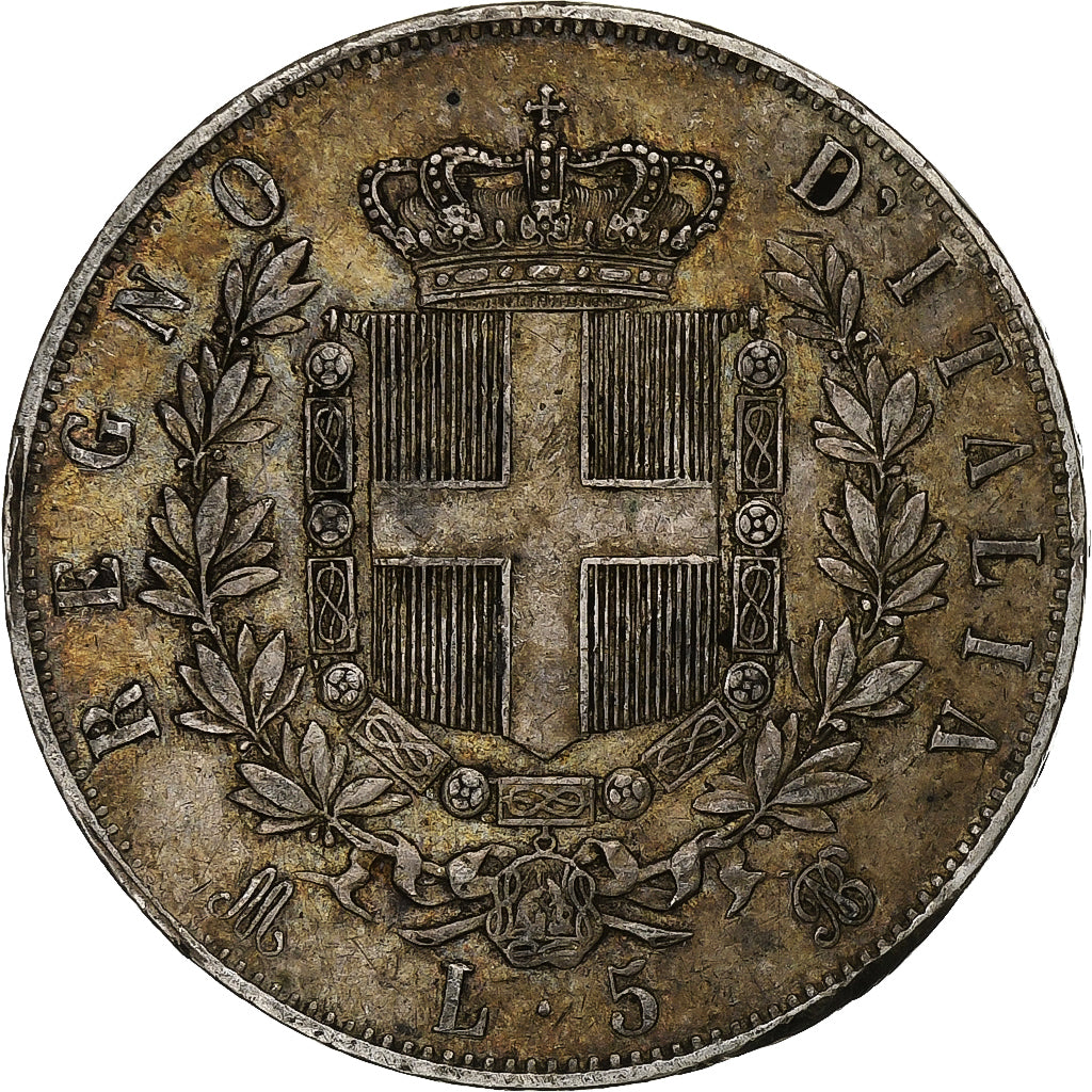 Itália, Vittorio Emanuele II, 5 Lire, 1871, Milan, Prata, EF(40-45), KM:8.3