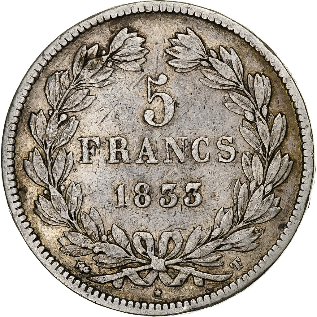 Frankreich, 5 Francs, Louis-Philippe, 1833, Nantes, Silber, S, Gadoury:678