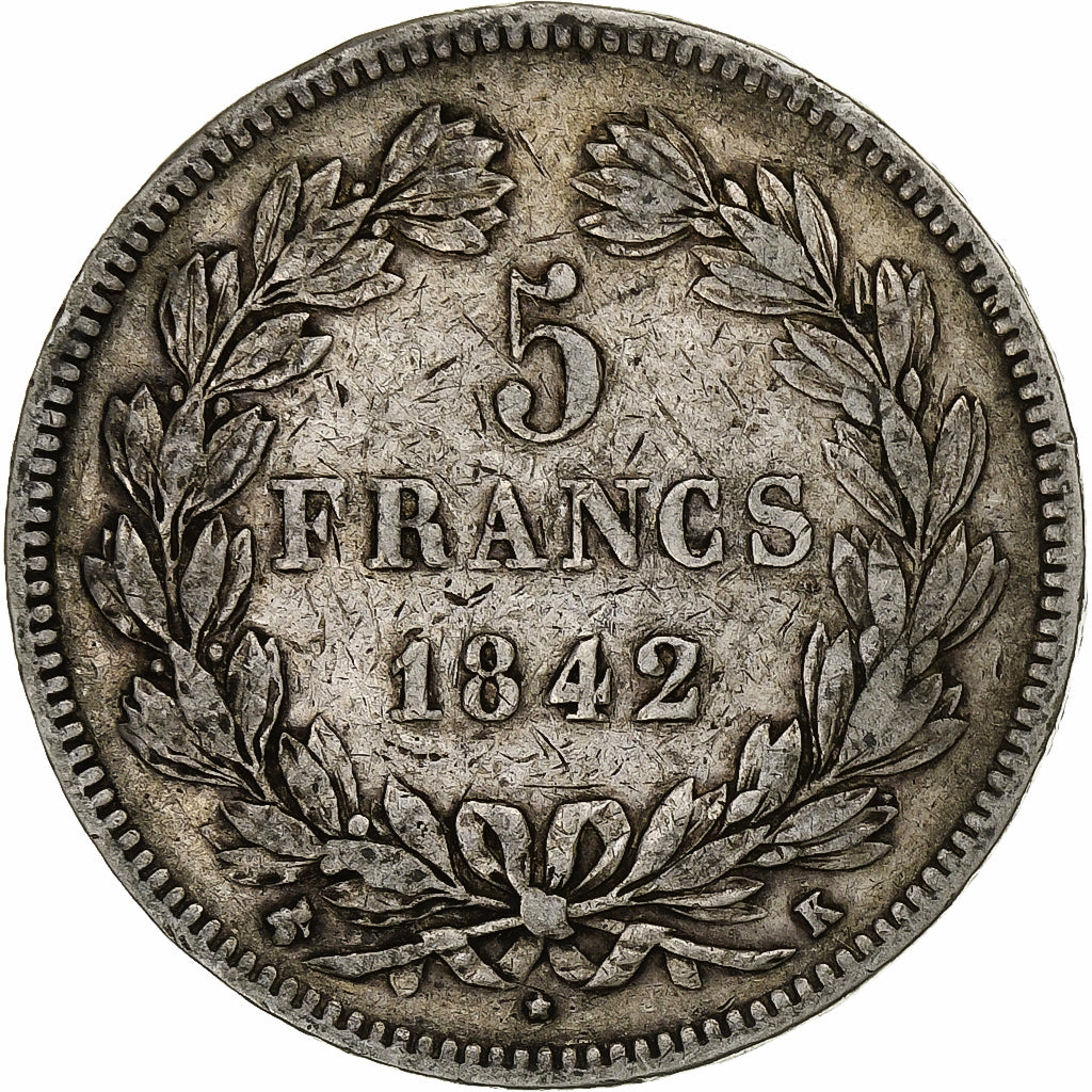 Francia, 5 Francs, Louis-Philippe, 1842, Bordeaux, Argento, MB, Gadoury:678