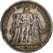 Francia, 5 Francs, Hercule, 1848, Strasbourg, Argento, MB+, Gadoury:683