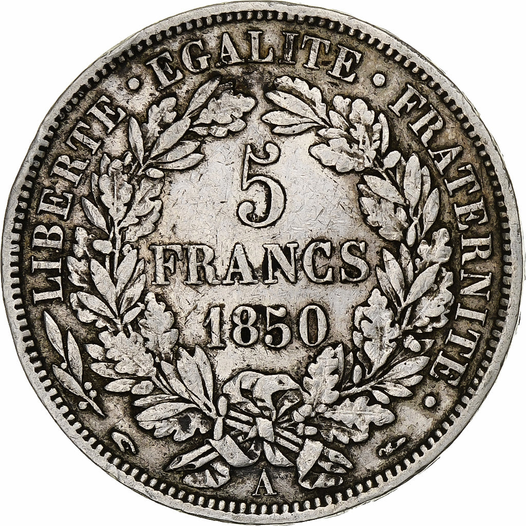 Frankrijk, 5 Francs, Cérès, 1850, Paris, Zilver, FR, Gadoury:719, KM:761.1