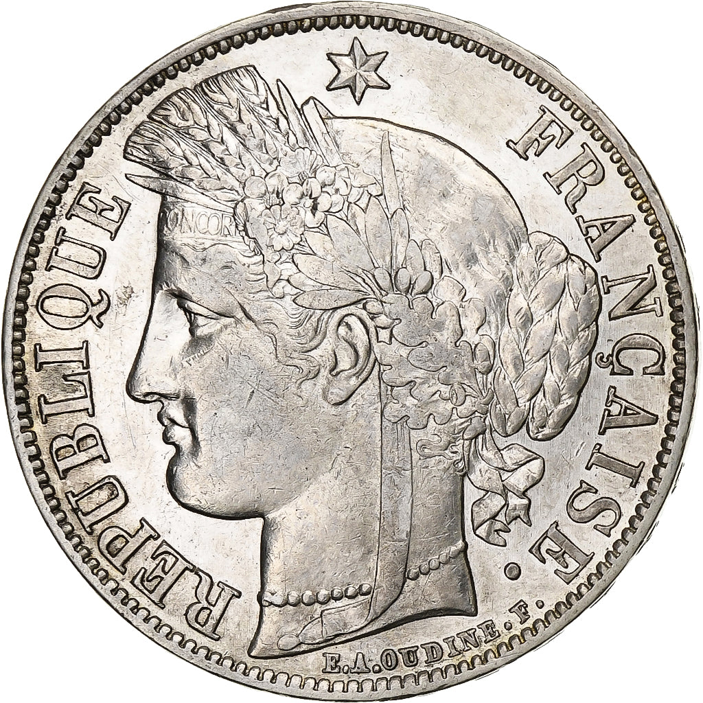França, 5 Francs, Cérès, 1851, Paris, Prata, EF(40-45), KM:761.1