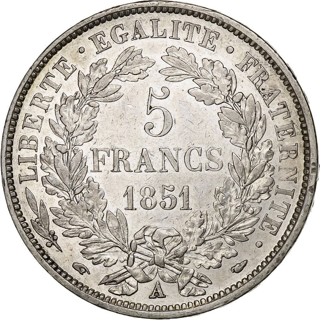 França, 5 Francs, Cérès, 1851, Paris, Prata, EF(40-45), KM:761.1