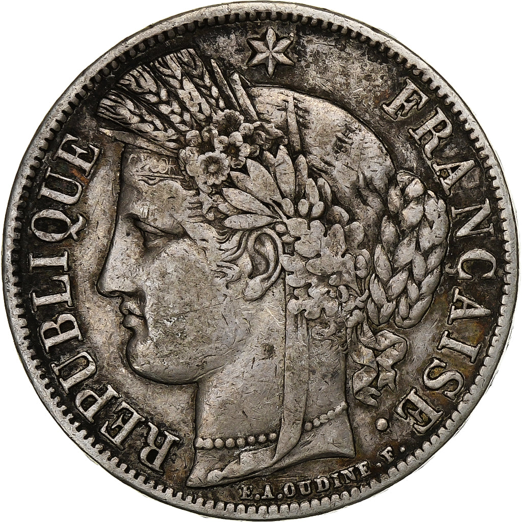 França, 5 Francs, Cérès, 1851, Paris, Prata, VF(30-35), KM:761.1