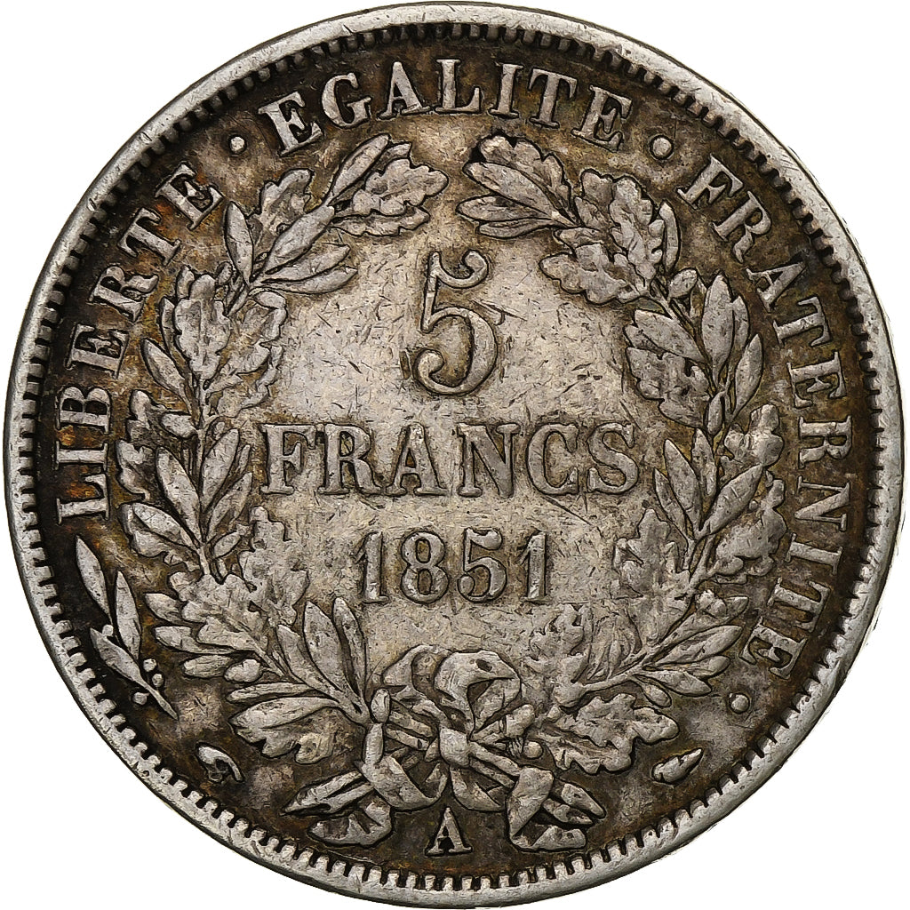 França, 5 Francs, Cérès, 1851, Paris, Prata, VF(30-35), KM:761.1