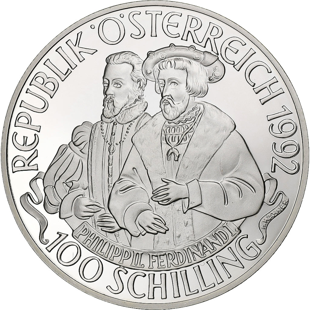 Oostenrijk, 100 Schilling, 1992, Vienna, Proof, Zilver, FDC, KM:3007