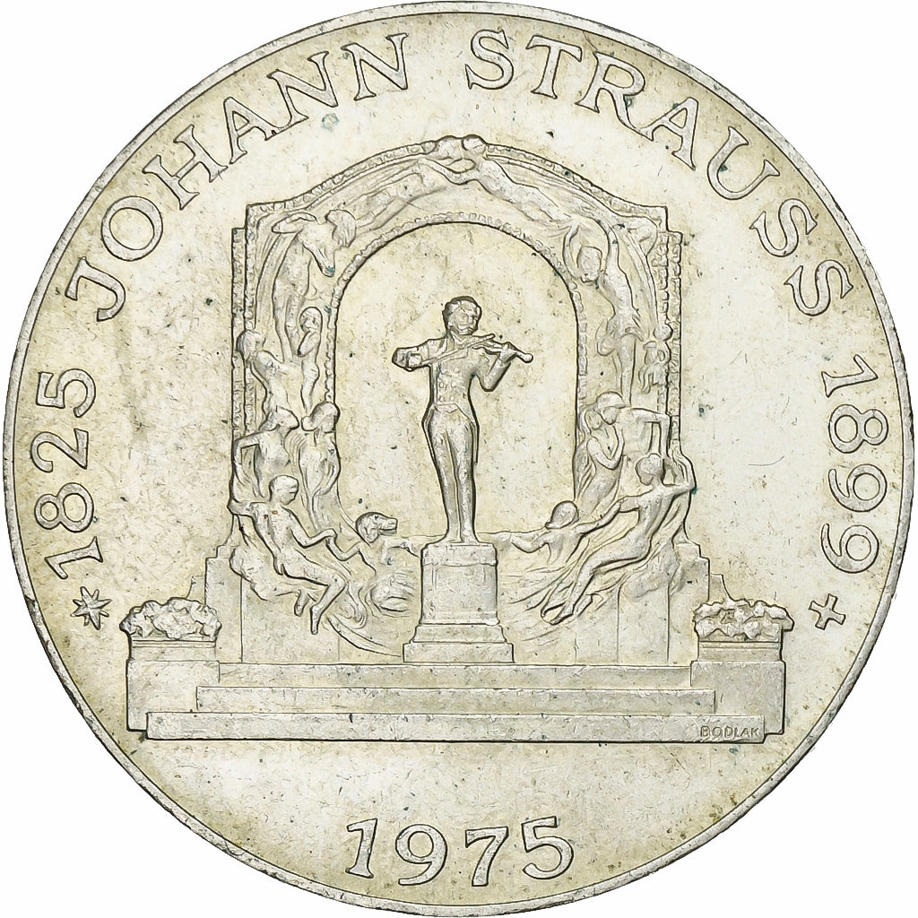 Austria, 100 Schilling, Johann Strauss, 1975, Silver, AU(55-58), KM:2923
