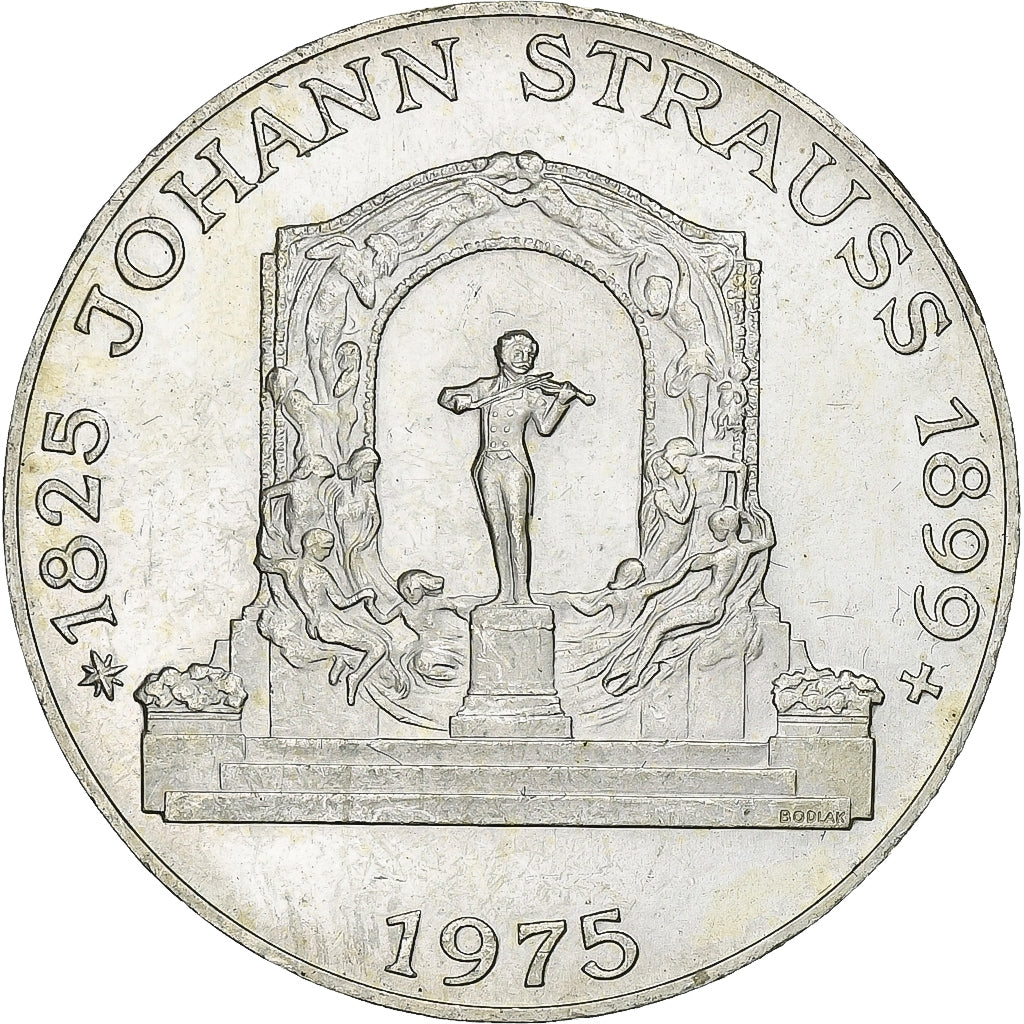 Austria, 100 Schilling, Johann Strauss, 1975, Silver, AU(55-58), KM:2923