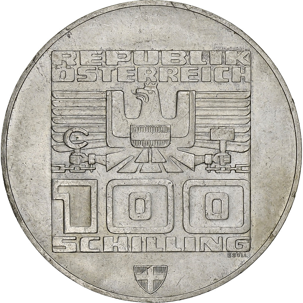 Áustria, 100 Schilling, 1976, Vienna, Prata, MS(60-62), KM:2929