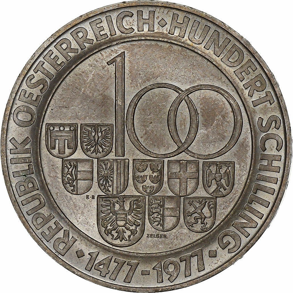 Austria, 100 Schilling, 1977, Silver, MS(63), KM:2936