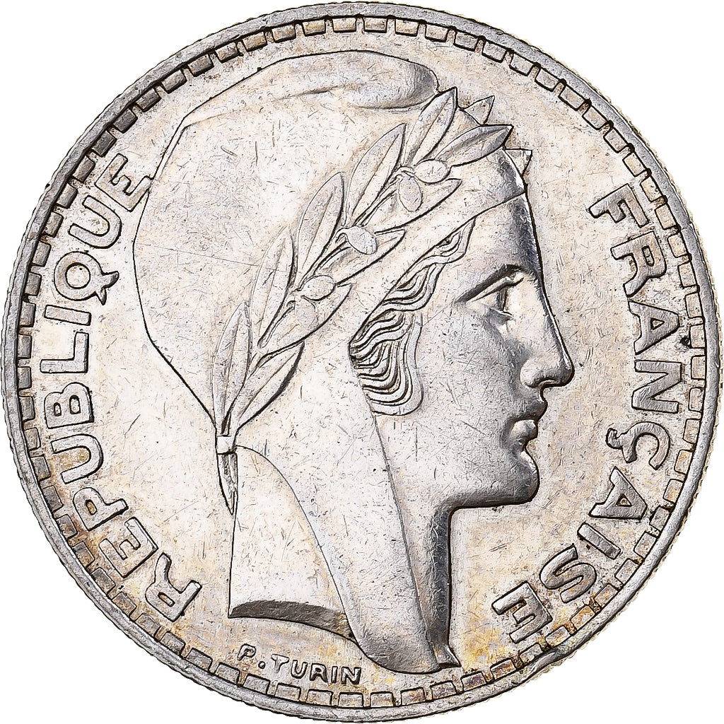 Francia, 20 Francs, Turin, 1937, Paris, Plata, MBC, Gadoury:852, KM:879