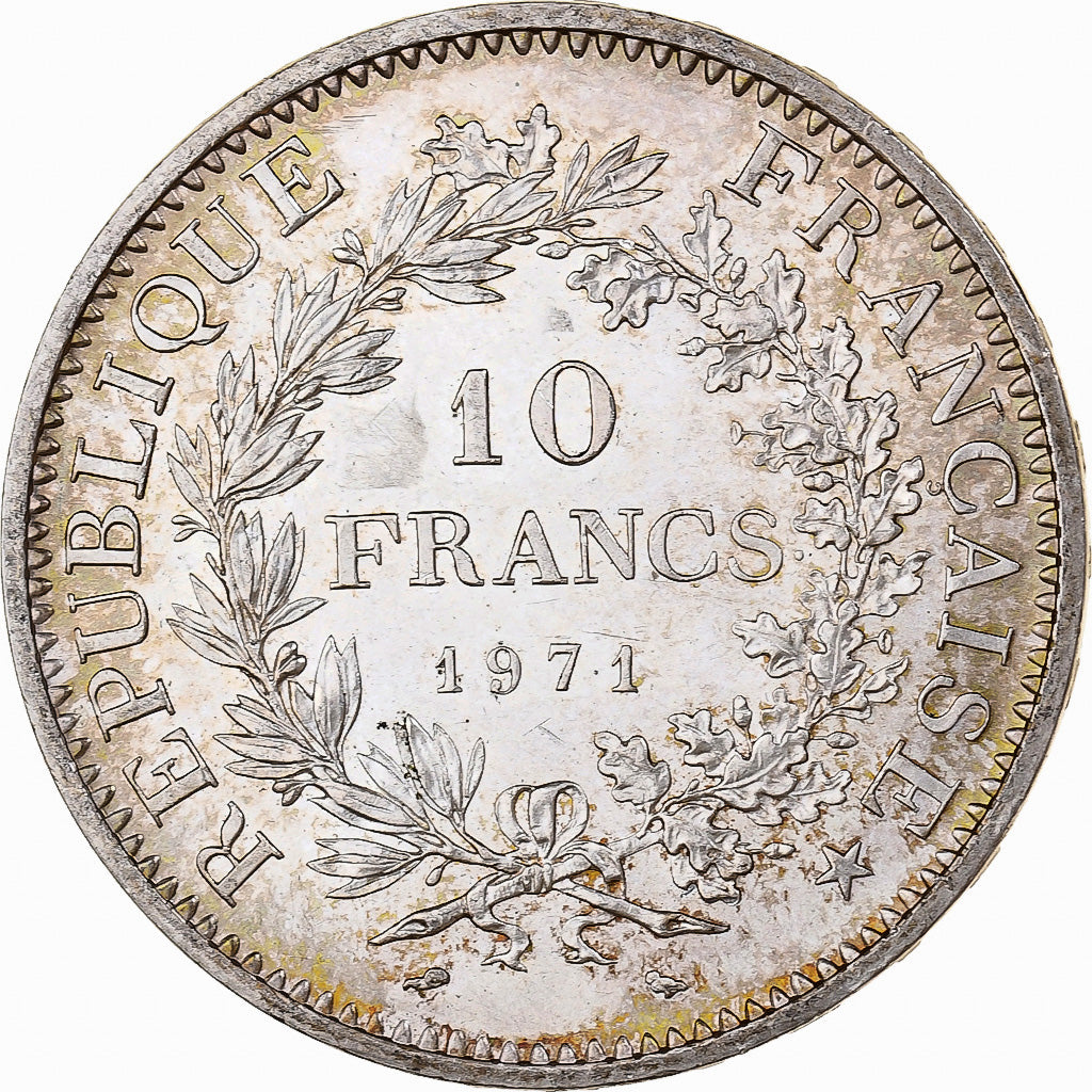 France, 10 Francs, Hercule, 1971, Paris, Silver, MS(63), KM:932