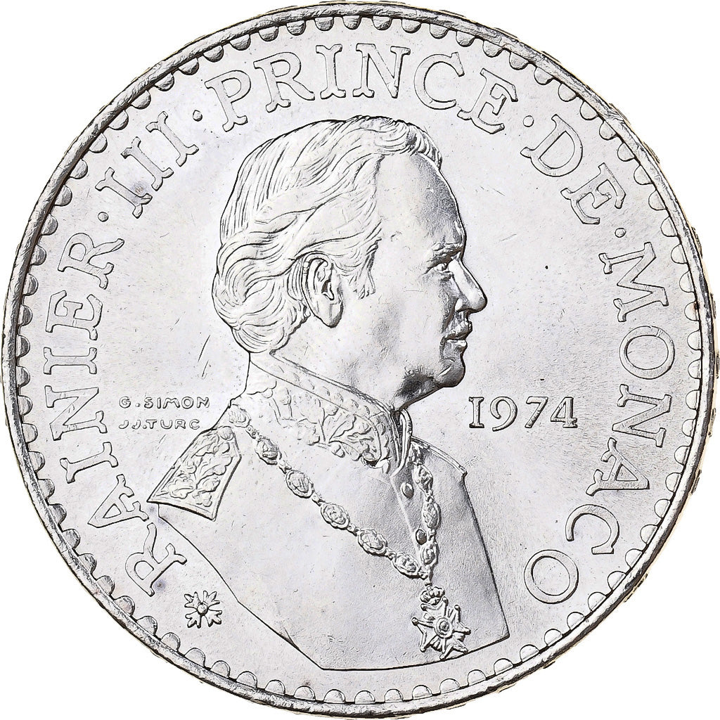Monaco, Rainier III, 50 Francs, 1974, Argento, SPL-, Gadoury:MC162, KM:152.1