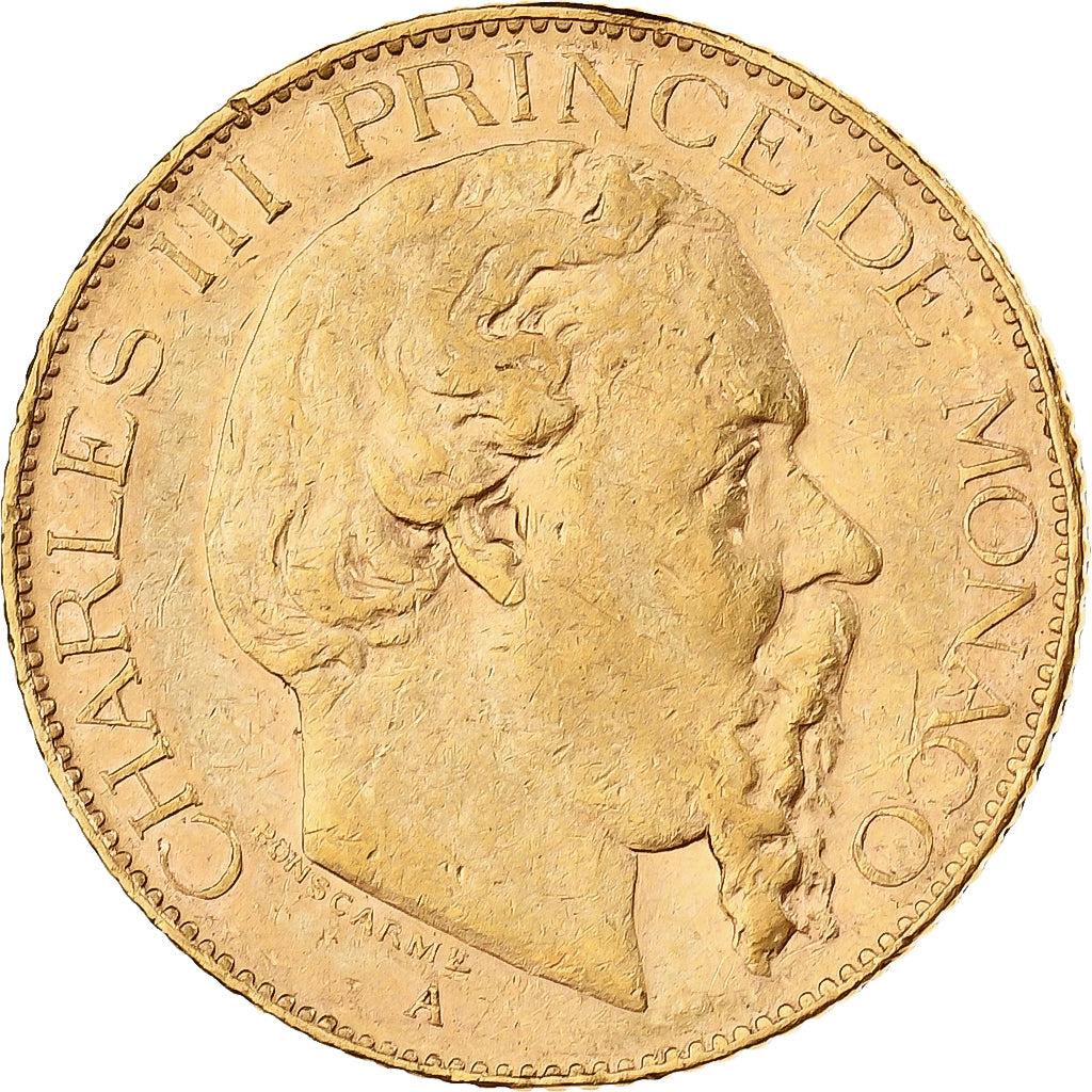 Monaco, Charles III, 20 Francs, Vingt, 1879, Paris, Or, TTB, Gadoury:MC 120