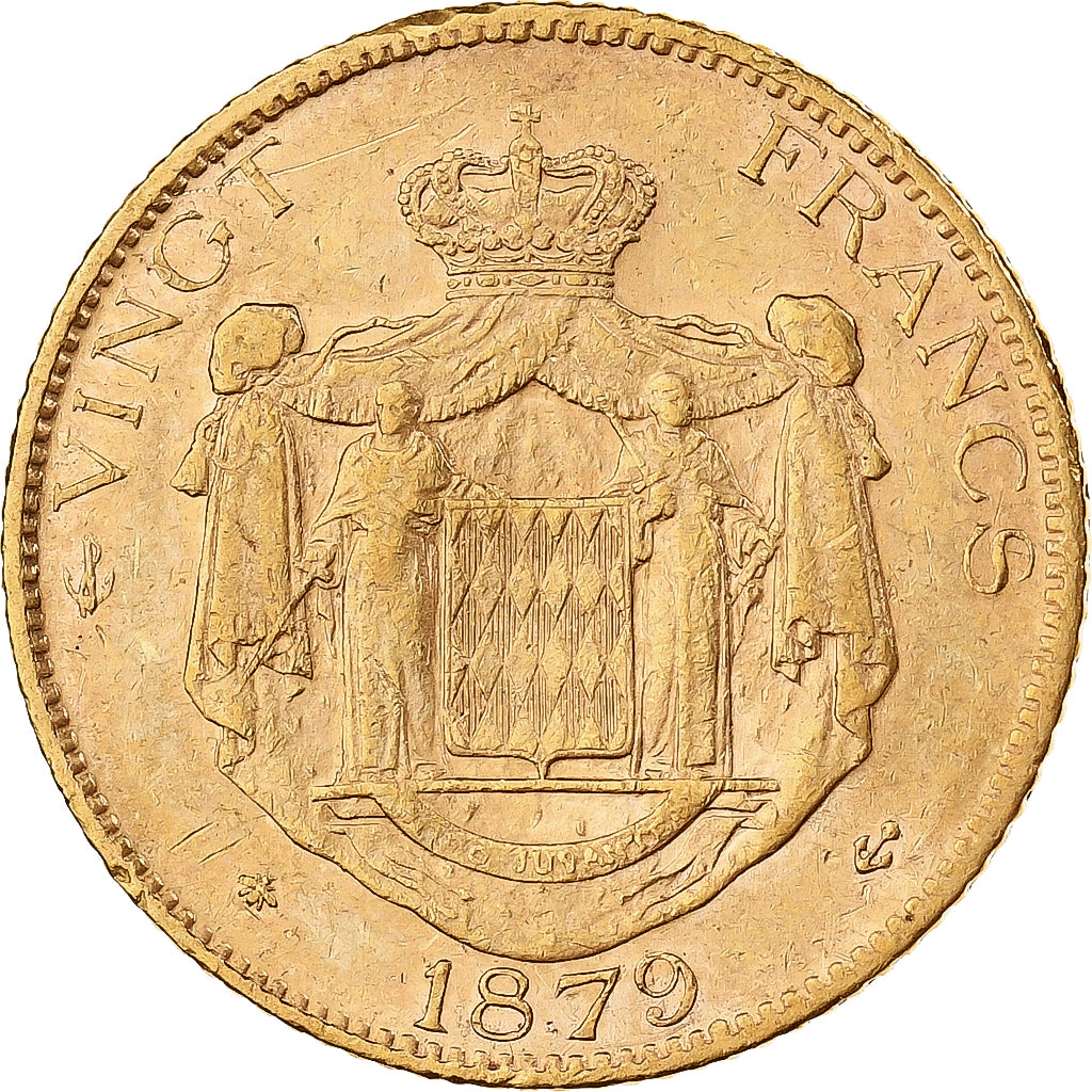 Monaco, Charles III, 20 Francs, Vingt, 1879, Paris, Or, TTB, Gadoury:MC 120