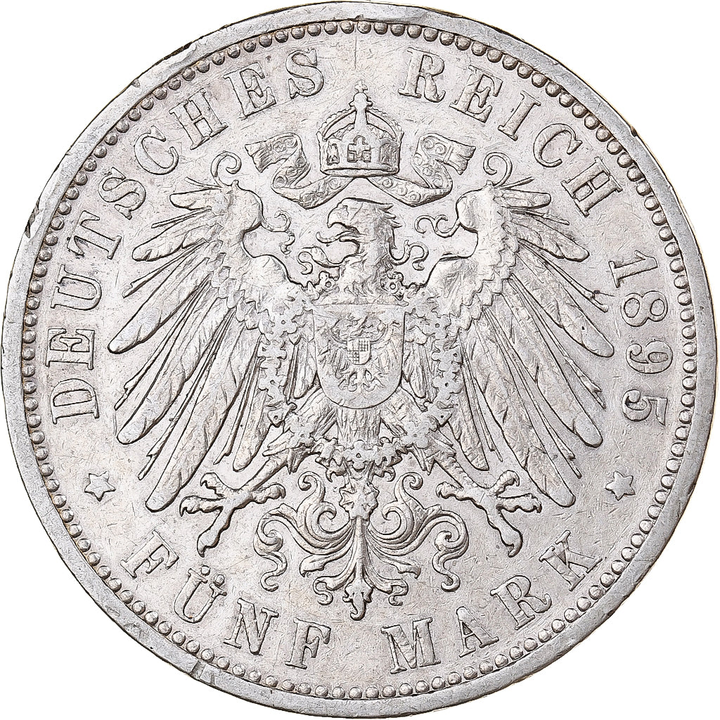 German States, PRUSSIA, Wilhelm II, 5 Mark, 1895, Berlin, Silver, EF(40-45)