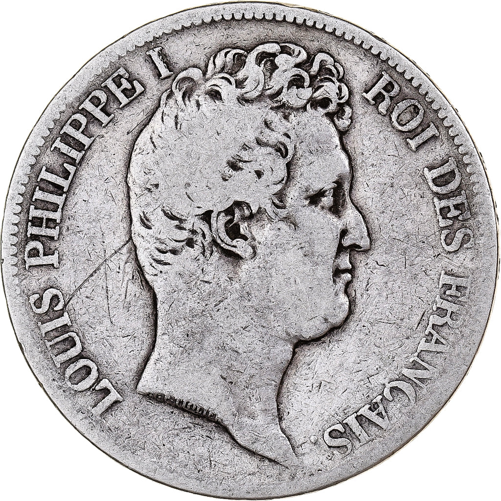 France, 5 Francs, Louis-Philippe, 1830, Nantes, Silver, F(12-15), Gadoury:676