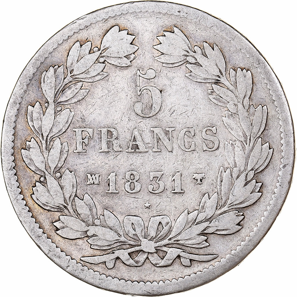 France, 5 Francs, Louis-Philippe, 1831, Marseille, Silver, VF(20-25)