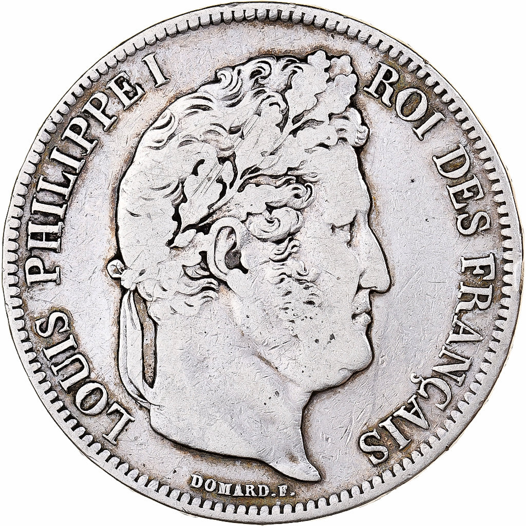 Francia, 5 Francs, Louis-Philippe, 1837, Marseille, Argento, MB, Gadoury:678