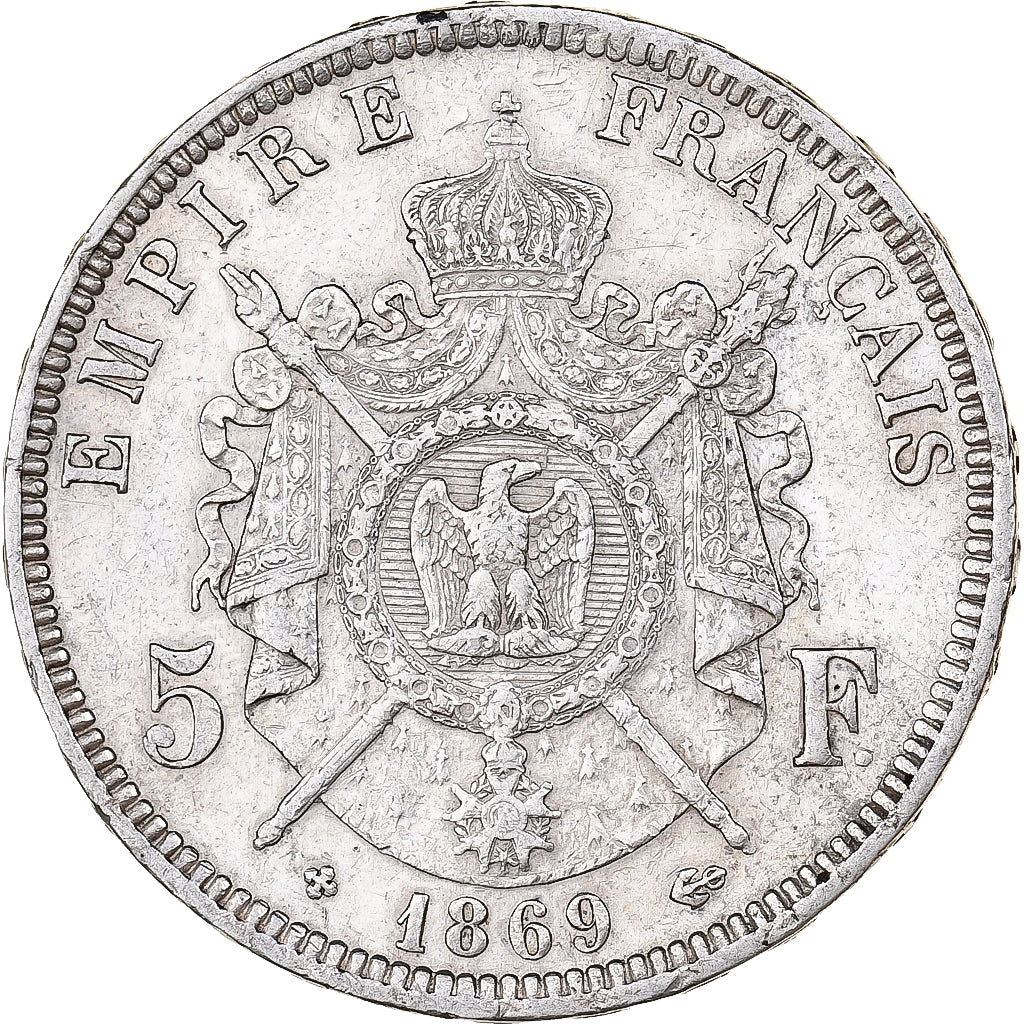Francia, 5 Francs, Napoléon III, 1869, Strasbourg, Plata, MBC, Gadoury:739