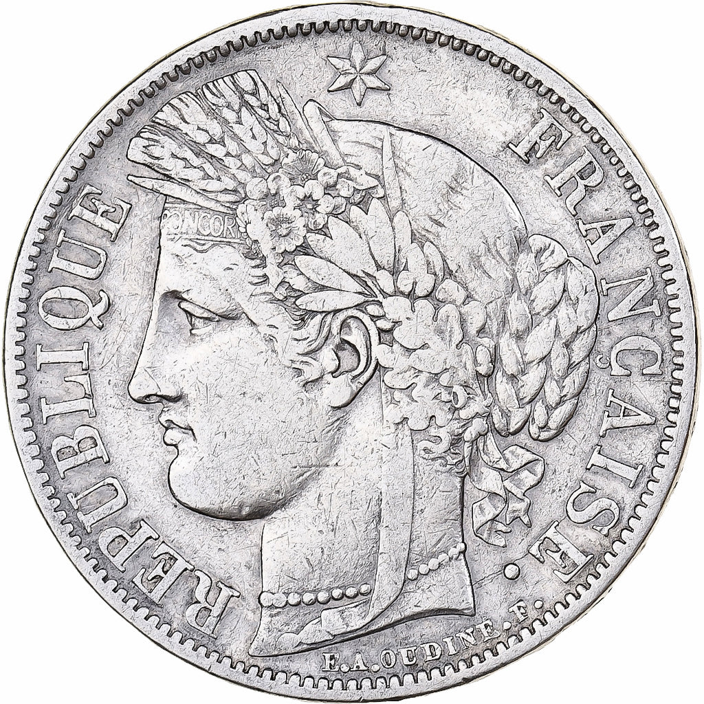France, 5 Francs, Cérès, 1849, Paris, Silver, VF(30-35), Gadoury:719, KM:761.1