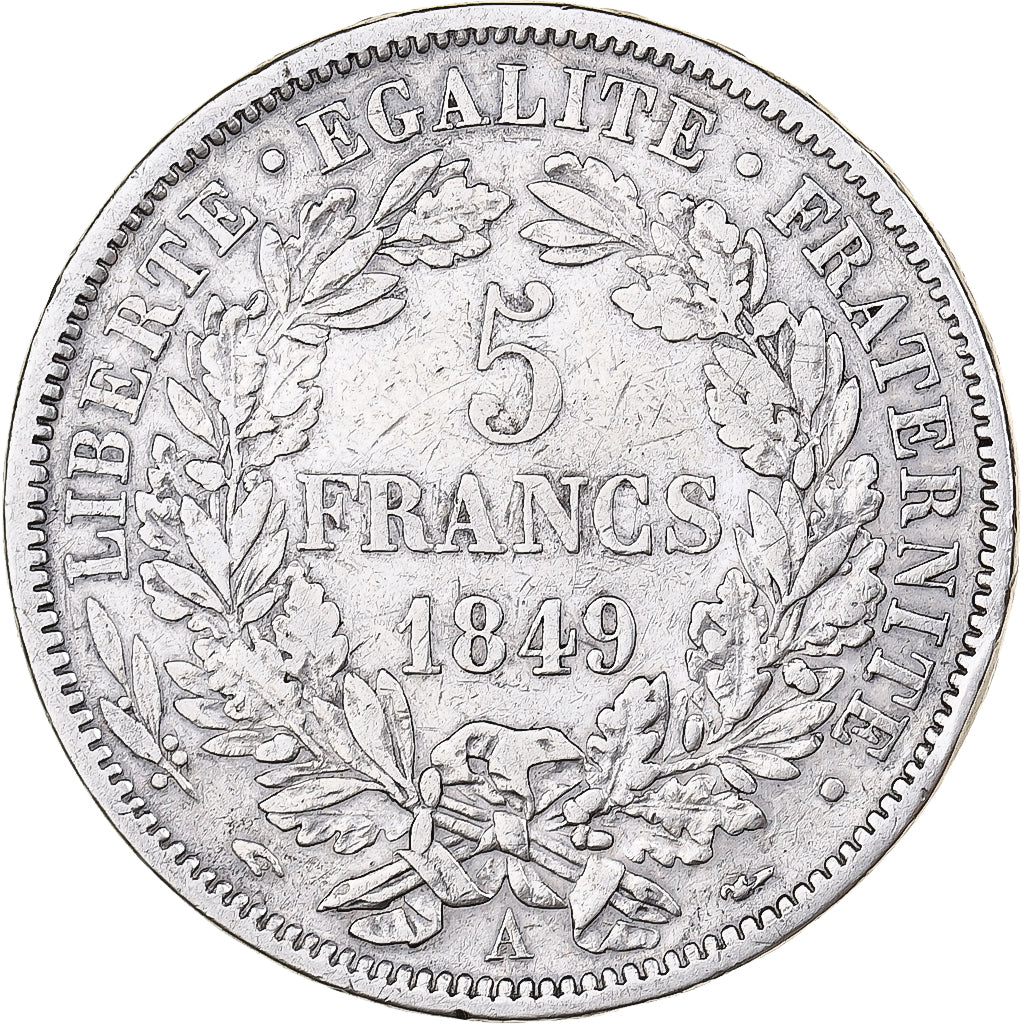 France, 5 Francs, Cérès, 1849, Paris, Silver, VF(30-35), Gadoury:719, KM:761.1