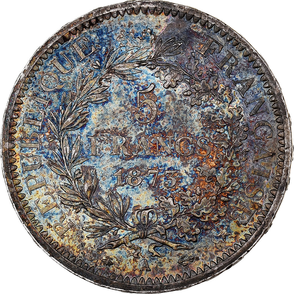France, 5 Francs, Hercule, 1873, Paris, Silver, MS(63), Gadoury:745a, KM:820.1