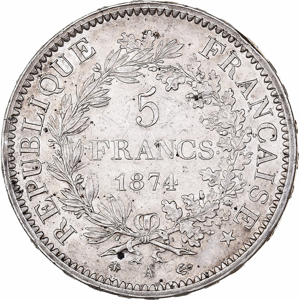 Francia, 5 Francs, Hercule, 1874, Paris, Plata, EBC, Gadoury:745a, KM:820.1