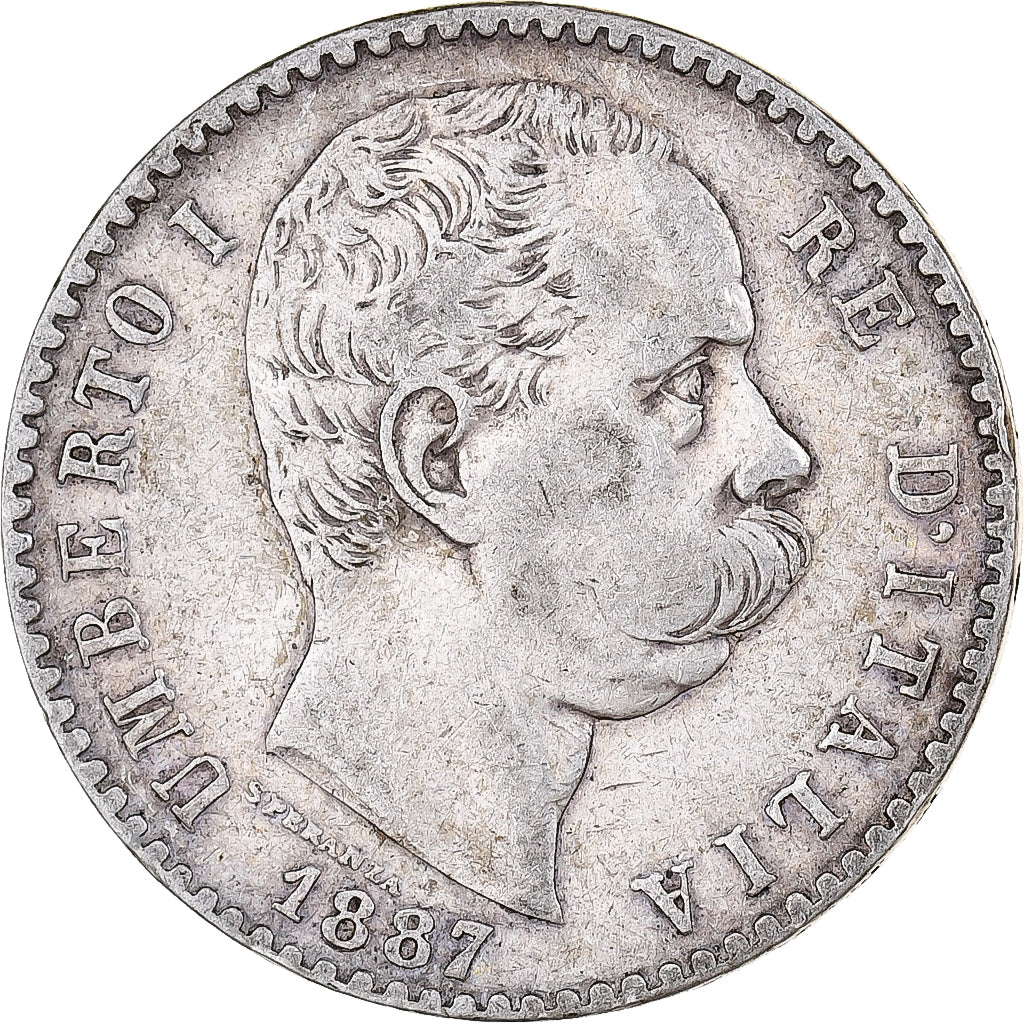 Italie, Umberto I, 2 Lire, 1887, Rome, Argent, TTB, KM:23
