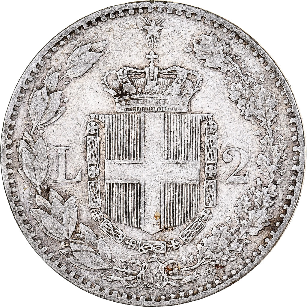 Italie, Umberto I, 2 Lire, 1887, Rome, Argent, TTB, KM:23