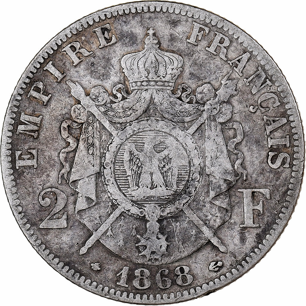 Frankreich, 2 Francs, Napoléon III, 1868, Paris, Silber, S, Gadoury:527
