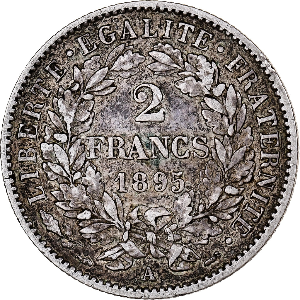 Francia, 2 Francs, Cérès, 1895, Paris, Plata, MBC, Gadoury:530a, KM:817.1