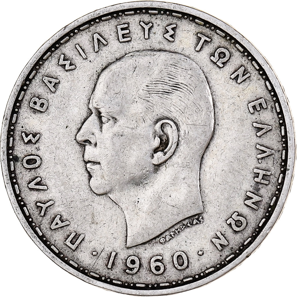 Grécia, 20 Drachmai, 1960, Prata, VF(30-35), KM:73