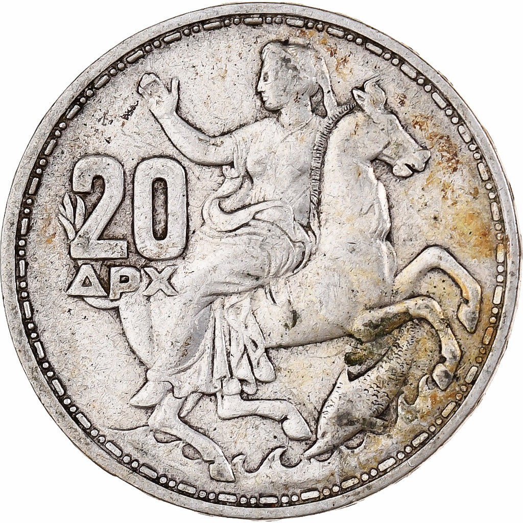 Grecja, 20 Drachmai, 1960, Srebro, EF(40-45), KM:73